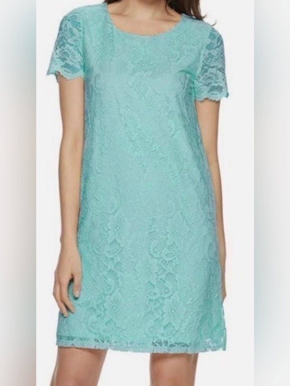 Juicy Couture Light Blue or Aqua Floral Lace Shift Dress Size Small